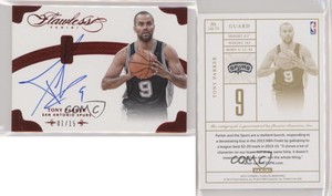 2013-14 Panini Flawless NBA Signatures Ruby /15 Tony Parker #NB-TP Auto HOF