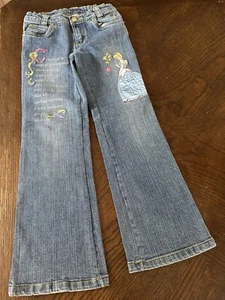 Disney Store Girls Sz 7 Cinderella Princess Embroidered Jeans VTG - Picture 1 of 10