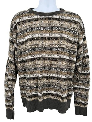Vtg 1980s Neiman Marcus Patterned Pullover Sweater Hip Hop Biggie Mens Sz Large - Image 1 of 4