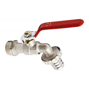 BSP Threated Garden Lever Tap with Red Handle and Metal Hose Plug - Bild 1 von 1