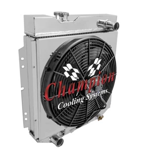 3 Row Champion Radiator W/ 16" SPAL Thin Fan and Shroud for 1965 1966 Mustang V8 - Picture 1 of 7