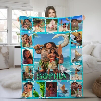 Disney Moana Plush Fleece Blanket, Personalized Disney Princess Moana Blanket - Image 1 of 4