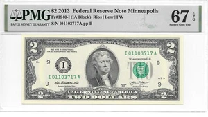 2013 Minneapolis $2 FRN (IA Block) PMG 67 EPQ Superb  Gem Uncirculated - Picture 1 of 8
