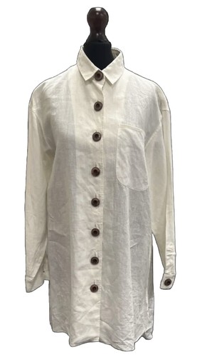 SAINT LAURENT (YSL) Camicia YVES SAINT LAURENT Rive Gauche bianca cotone lino orlo curvo taglia 38
