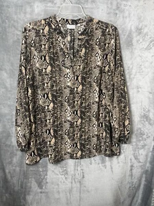 Joan Rivers Women’s  Snake Skin  Print V-neck Blouse Size 22w Brown - Picture 1 of 7