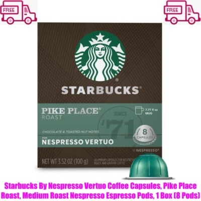 Starbucks By Nespresso Vertuo Coffee Capsules, Pike Place Roast, Medium Roast