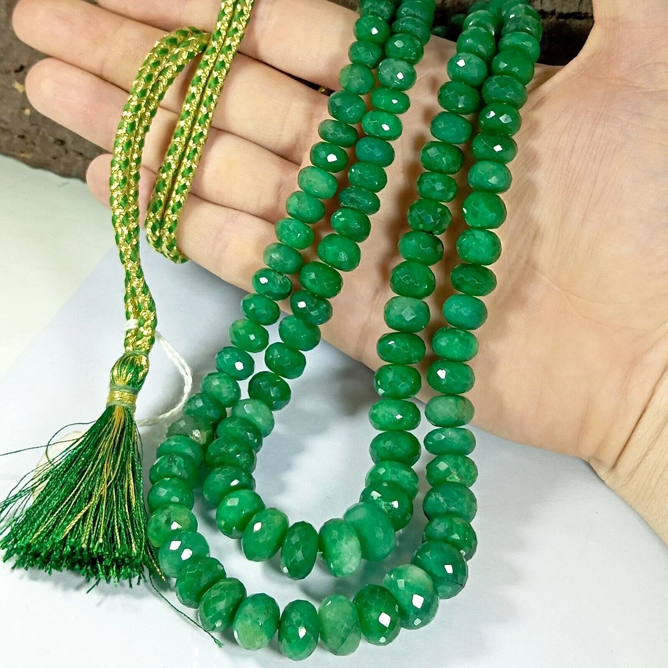 Collar Esmeralda Facetada Esmeralda Verde Zambia Simulado 2 Capas Esmeralda Foto 1 de 4