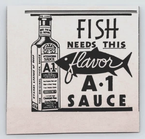 Print Ad 1939 Brand's A•1 International Sauce Original Fish Needs This Flavor - Picture 1 of 3