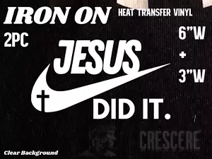 ✝️ Jesus Did It – 6" + 3" Swoosh Iron-On (2PZ) - Foto 1 di 1