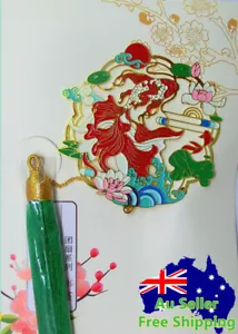 Nuevo Marcador de Metal Coche Colgante Regalo Pez Dorado Loto Mascota Animal Flor - Imagen 1 de 3