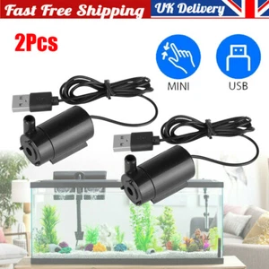 2Pc Mini Water Pump Small Mute Submersible 1 M USB Cable Garden Home Fountain UK - Picture 1 of 11