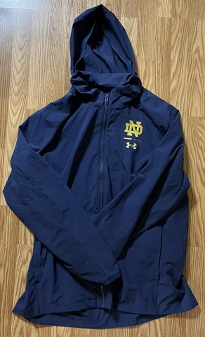 Notre Dame Football Team Issued Under Armour Hooded Full Zip Jacket Size XL Cover