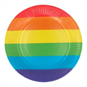 Regenbogen Papierteller 8 Stück Einweg, rainbow plates - Bild 1 von 2