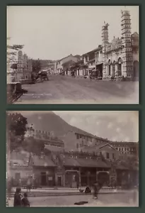 SINGAPORE two original ALBUMEN photographs circa 1890s by Lambert TEMPLE street - Picture 1 of 12