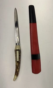 Vintage Antler Letter Opener Stainless Steel P.C. Japan W/ Carry Case Holder - Picture 1 of 9