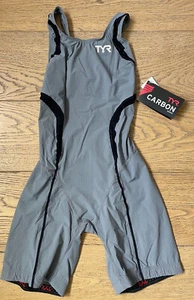 TYR CARBON Damen Jugend klein grau schwarz Aeroback Badeshorts John HERGESTELLT IN DEN USA neu - Bild 1 von 11
