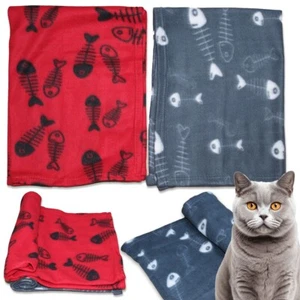 Kleine weiche Fleece Fisch Druck Haustiere Katze Katze Kätzchen Decke Katze Bett Decken - Bild 1 von 14