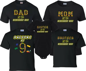 Awesome at 9 Building Block T-Shirt 9th Birthday Shirt Family Birthday Tshirts - Picture 1 of 2