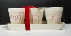 Rae Dunn CHRISTMAS Planter Gift Set. Merry, Joy, Cheer (White) *NEW* - Picture 1 of 7