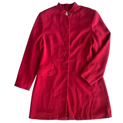 Amanda Smith Suits Women 6 Red Mandarin Collar Button Front Blazer Jacket Preppy - Image 1 of 4