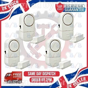 4PC LOUD 100DB ALARM WIRELESS STICKY DOOR WINDOW HOME SHED OFFICE THIEF SECURITY - Picture 1 of 4