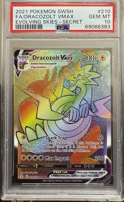 Pokémon TCG Dracozolt VMAX Evolving Skies Holo Card 210/203 Secret Rare PSA 10 - Image 1 of 2