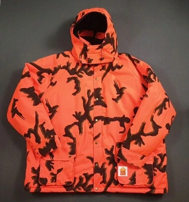 Cabelas Jacket Mens 3XL Orange Camo Blaze Hooded Hunting Coat Pockets - Image 1 of 4