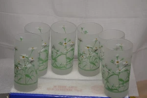 6 VASOS MARGARITAS VINTAGE FIRMADOS JAMEY ANCHOR HOCKING ESMERILADOS 5 1/2" - Imagen 1 de 1