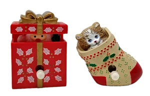 1990 Fun World & Hallmark Weihnachten Aufzieh-MAGNETE Kätzchen Strumpf Weihnachtsgeschenk - Bild 1 von 9