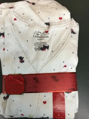 CROFT & BARROW Soft Double Knit  WHITE  Scottie Dogs  L Woman’s Pajama Set, NWT! - Image 1 of 3