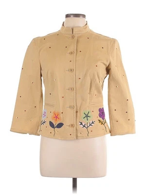 RARE Vintage MOSCHINO Jeans ITALY Denim Blazer Jacket Embroidered Flowers US 12 - Image 1 of 4