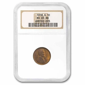 1918-S Lincoln Cent MS-65 NGC (Red/Brown) - Picture 1 of 3
