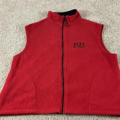 Chaleco Olímpico De Colección Talla 2XL Equipo EE. UU. Ligero Polar Cremallera Rojo Deporte F179 Foto 1 de 4