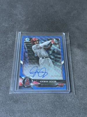 Jeremiah Jackson 2018 Bowman Chrome Blue Wave Refractor Auto Autograph 019/150 - Image 1 of 2