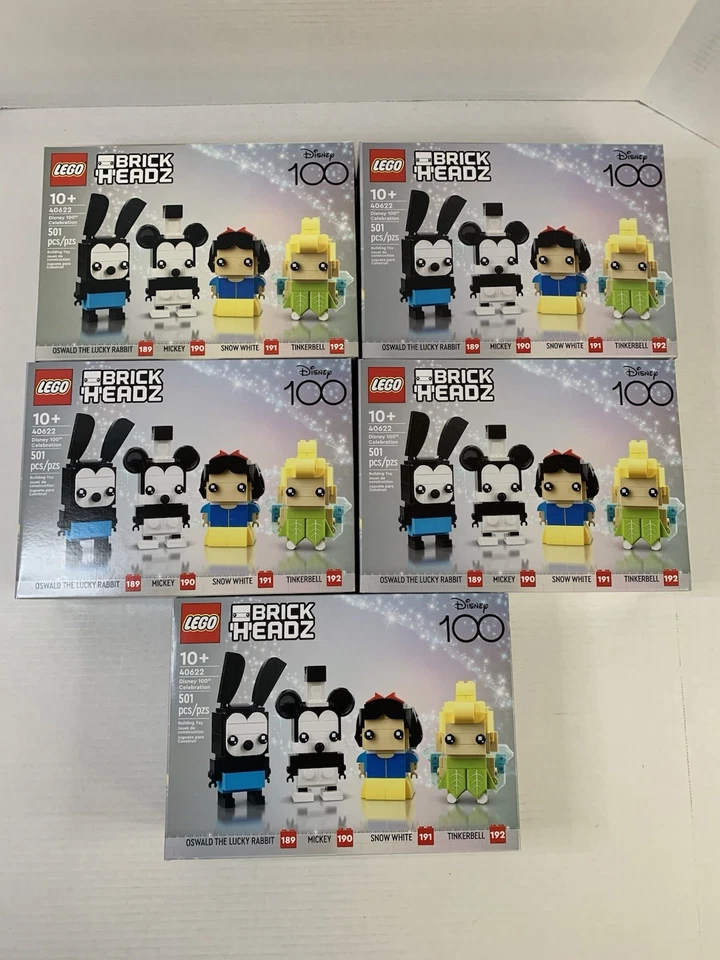 Lot of 5- LEGO BRICKHEADZ Disney 100th Celebration 40622 Sets-All are New Sealed - Image 1 of 4