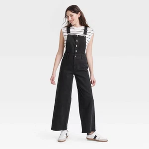 Women's Denim Sailor Overalls - Universal Thread Black 2 - Picture 1 of 8