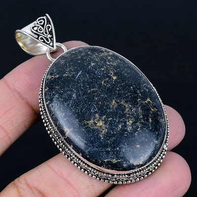 Colgante hecho a mano de jaspe capuchino chapado en plata 925 de 2,56" Foto 1 de 3