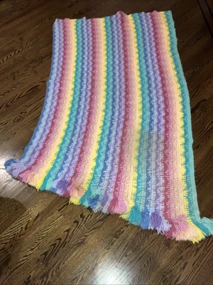 Manta afgana vintage hecha a mano ganchillo colorida 60x76 lado largo 40 ver fotos Foto 1 de 4