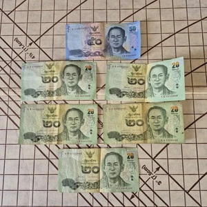 Lote de 6 billetes de baht tailandés (50 y 20) - Papel moneda de Tailandia para coleccionistas... - Imagen 1 de 14