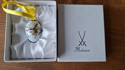 Meissen Ei Aufhänger Osterei Dekor Schmetterling  1. Wahl mit OVP - Bild 1 von 2