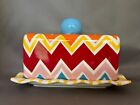 Coton Colors Chevron covered butter dish. "Happy Everything"