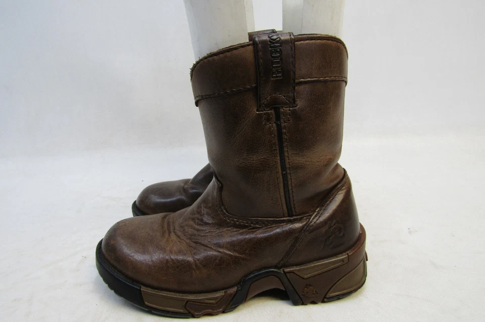 Botas vaqueras Rocky Little Kids jóvenes talla 10,5 M cuero marrón Roper Foto 1 de 4