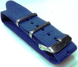 New 10.5" Long EZ Pass Thru Mens Nylon ONE PIECE Fits 20mm Watch Band Royal Blue - Picture 1 of 5