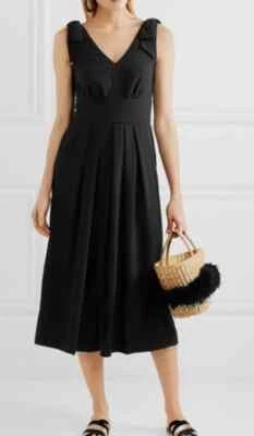 J. Mono Crew Mujer 00P Pierna Ancha Pantalones Cortos Lazo Negro Cuello en V Foto 1 de 4