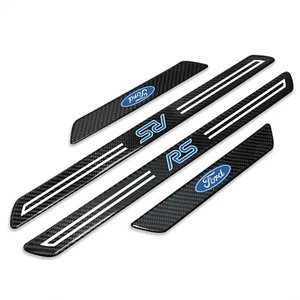 Ford Focus RS Black Real Carbon Fiber 4 Universal Door Sill Protector Guard - Picture 1 of 6