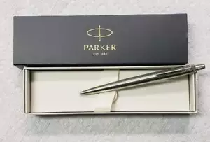 Parker Jotter Ballpoint Pen Stainless Black Medium Pt France New In Box - Picture 1 of 1