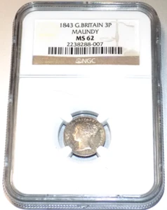 1843 Great Britain 4 Pence NGC UNC Details Maundy 4P British England Coin - Picture 1 of 6