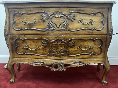 French Louis XV Style Walnut Commode with Detailed Carvings Bronze Handles - Image 1 of 4