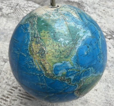 Retrato Mundial Rand McNally 12" Globo EE. UU. Topografía Elevada 3D Años 70 De Colección Foto 1 de 4