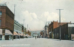 Postal c1910; escena de la calle principal de Pendleton o Pendleton, CE Wheelock, publicado - Imagen 1 de 2